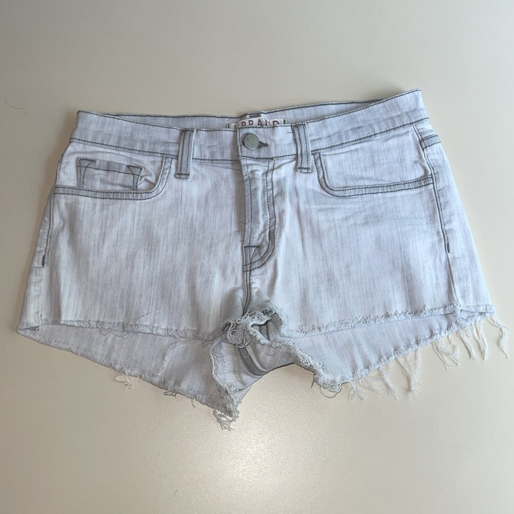 J Brand White & Gray Denim Cut Off Shorts